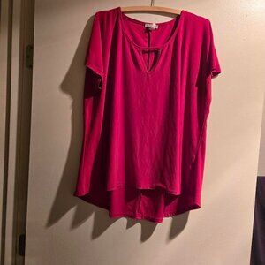 Sweet Clarity Red Vneck cutout short sleeve top 2x